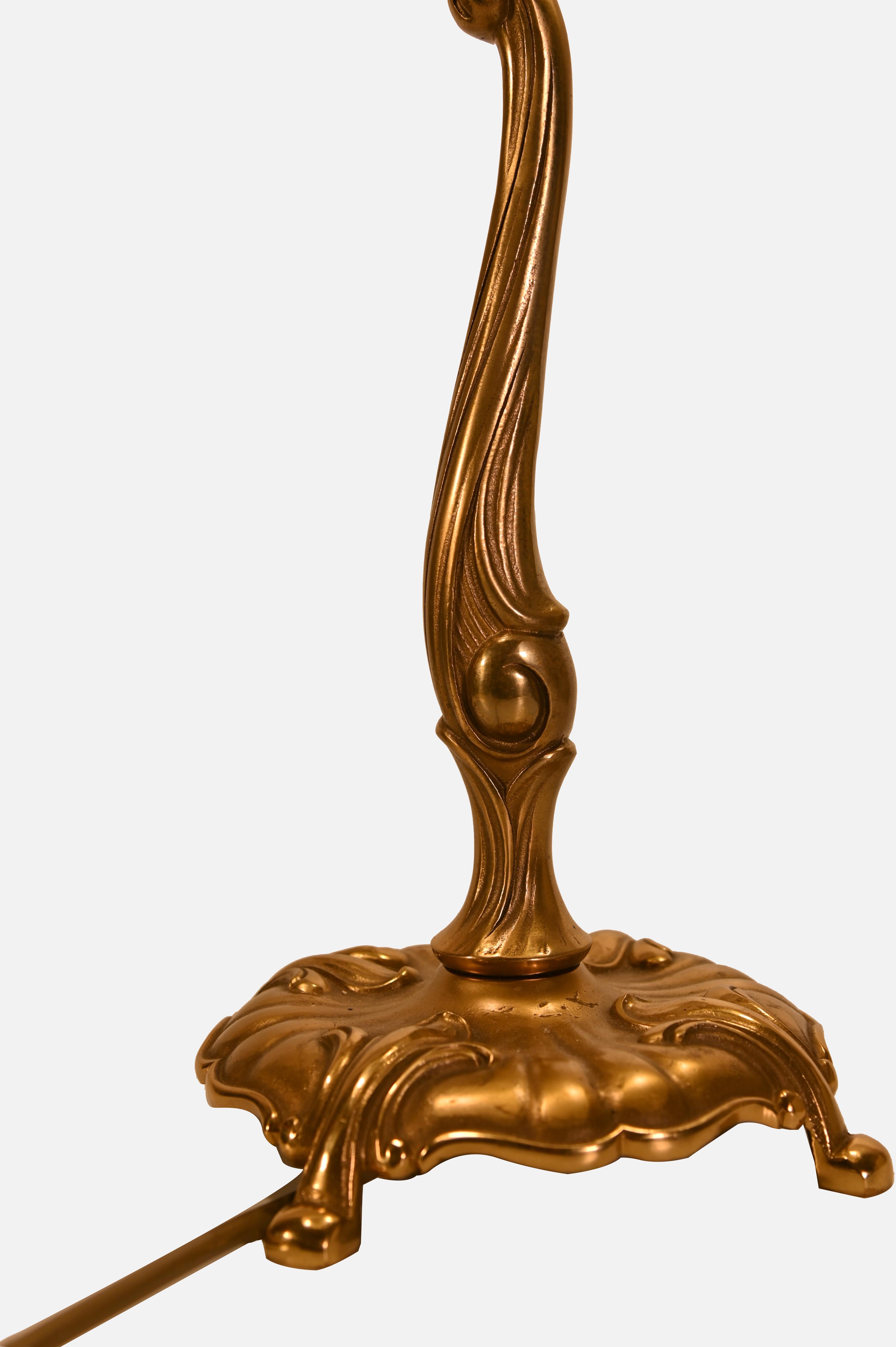 Brass Tiffany Style Table Lamp, 1950s For Sale