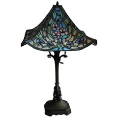 Vintage Tiffany Style Table Lamp with Floral Design