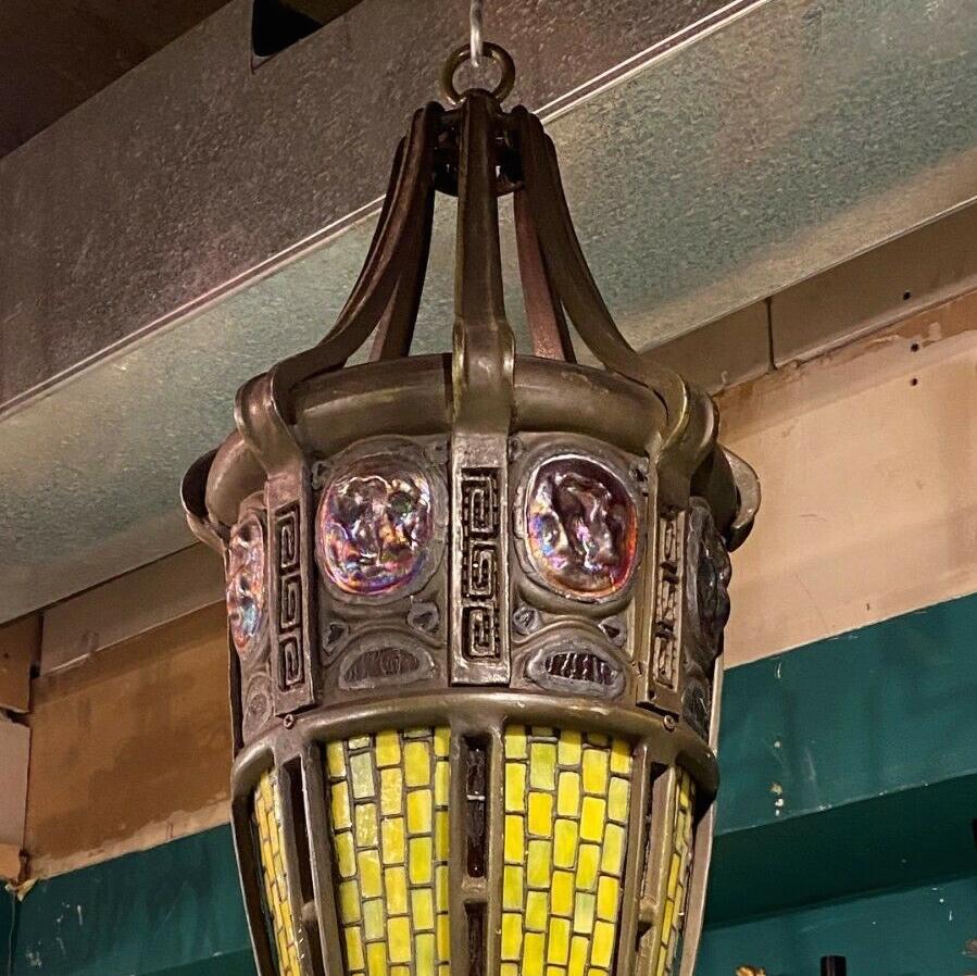 Tiffany Style Turtleback and stained glass Lantern.