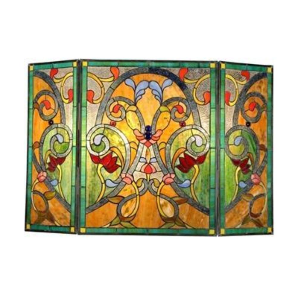 stained glass fireplace screen