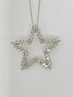 Tiffany Style White Round Brilliant Diamond Star Pendant