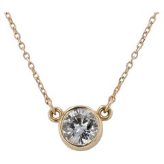 Bezel Set Yellow Gold Diamond Solitaire Necklace