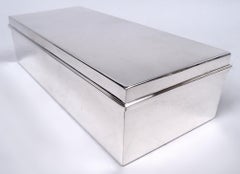Elegante caja de escritorio Tiffany de plata de ley moderna de mediados de siglo