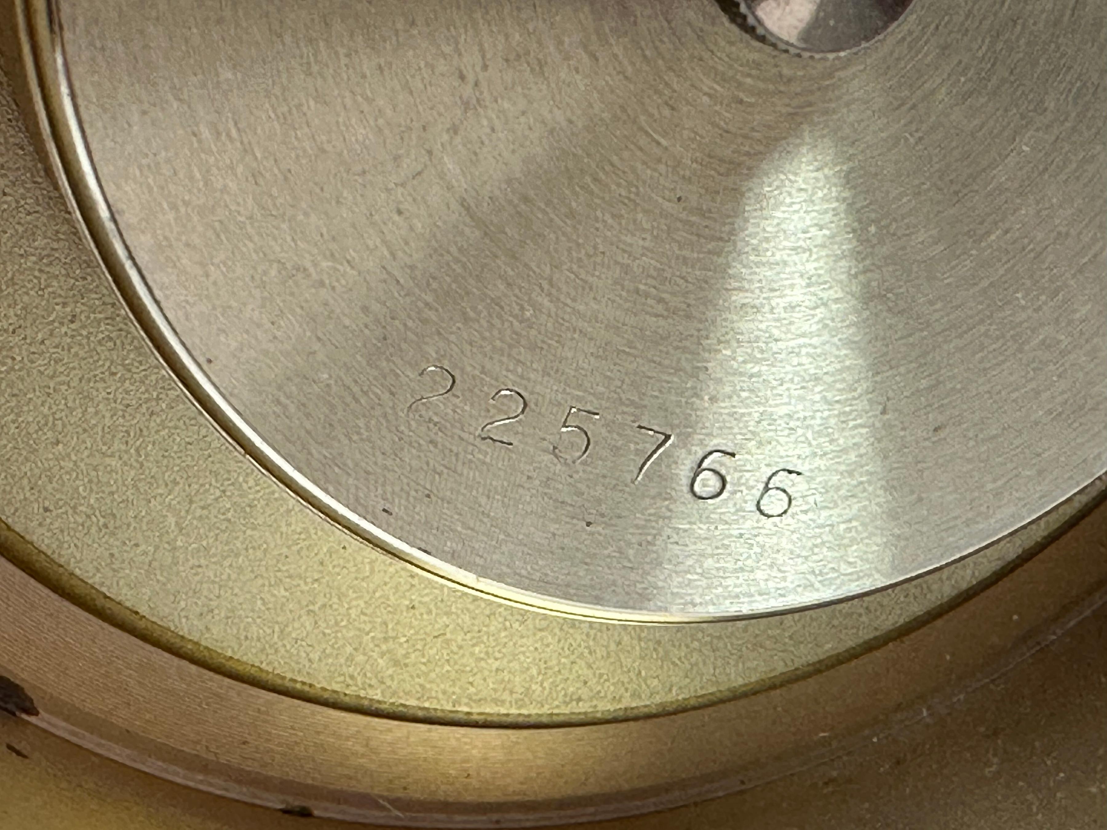 20th Century Tiffany Swiss Gold and Brass Atlas Table Clock