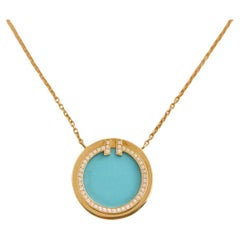 Pendentif cercle en diamant et turquoise de Tiffany T