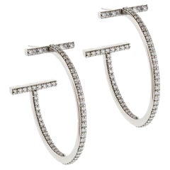 Tiffany T Diamond Hoop Earrings in 18k White Gold