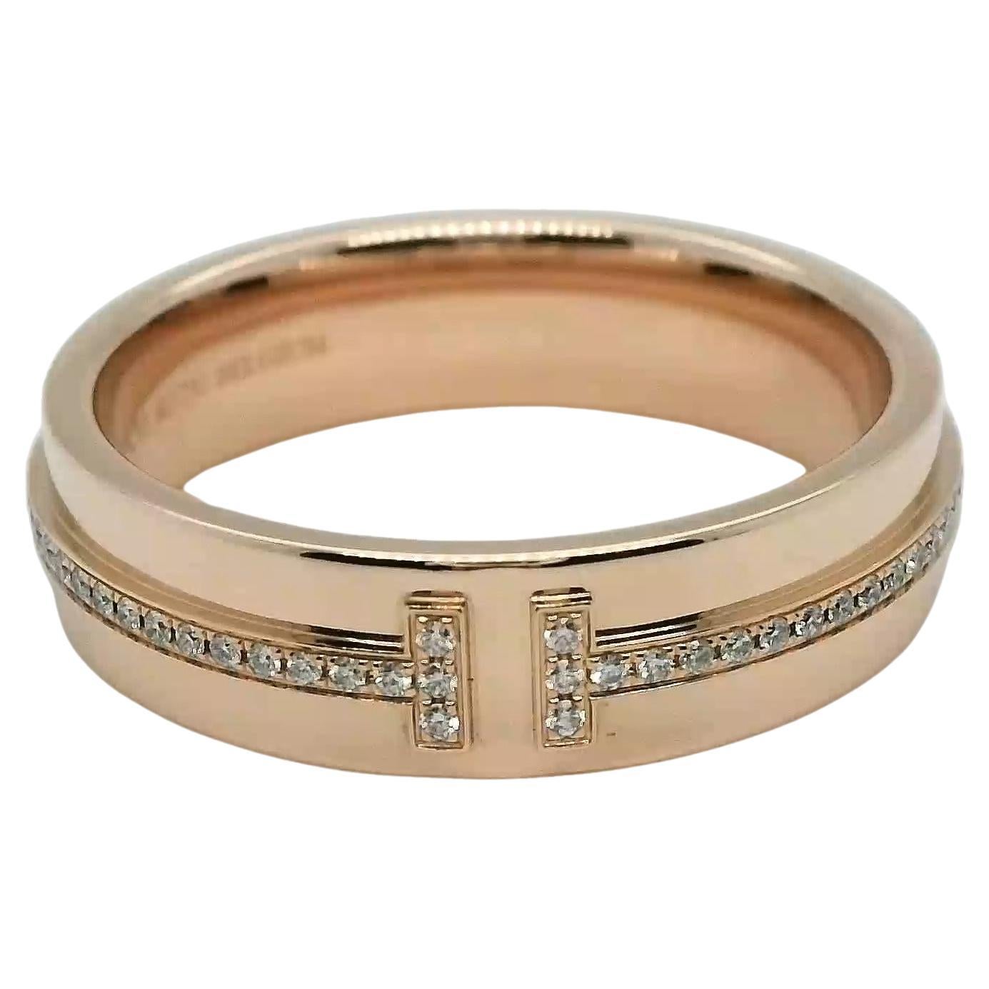 Tiffany T Diamond Rose gold ring Model number: 60151041 For Sale