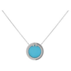 Tiffany & Co. T Diamond Turquoise Circle Pendant Necklace
