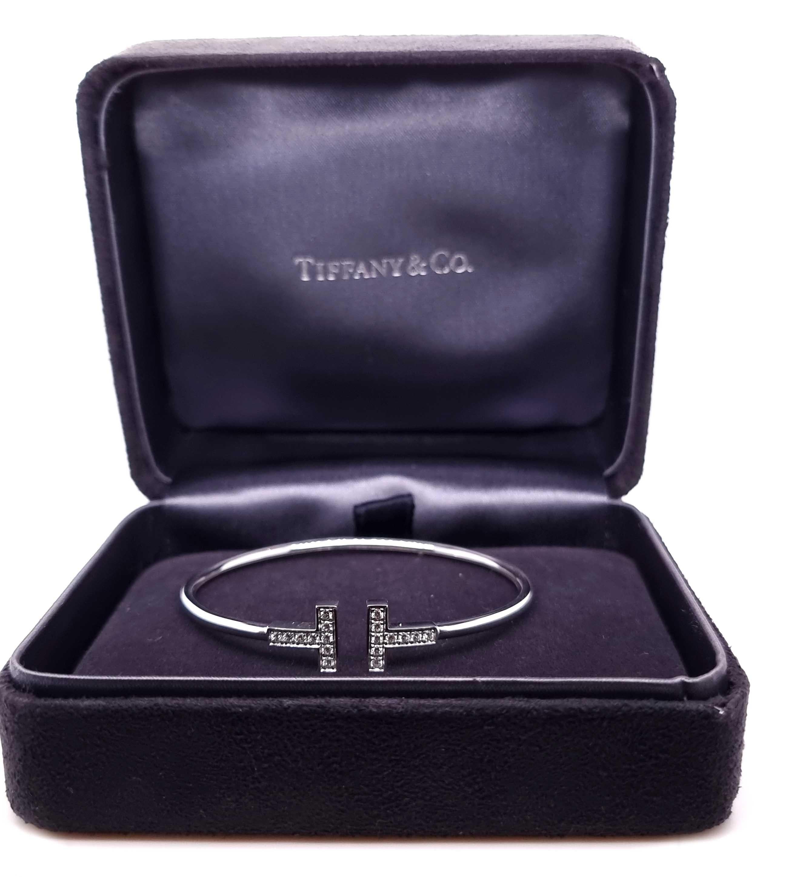 Tiffany & Co. T Diamond Wire Bracelet In Excellent Condition In SYDNEY, NSW