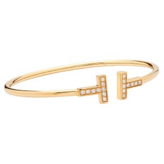 Tiffany T Diamond Wire Bracelet in Rose Gold