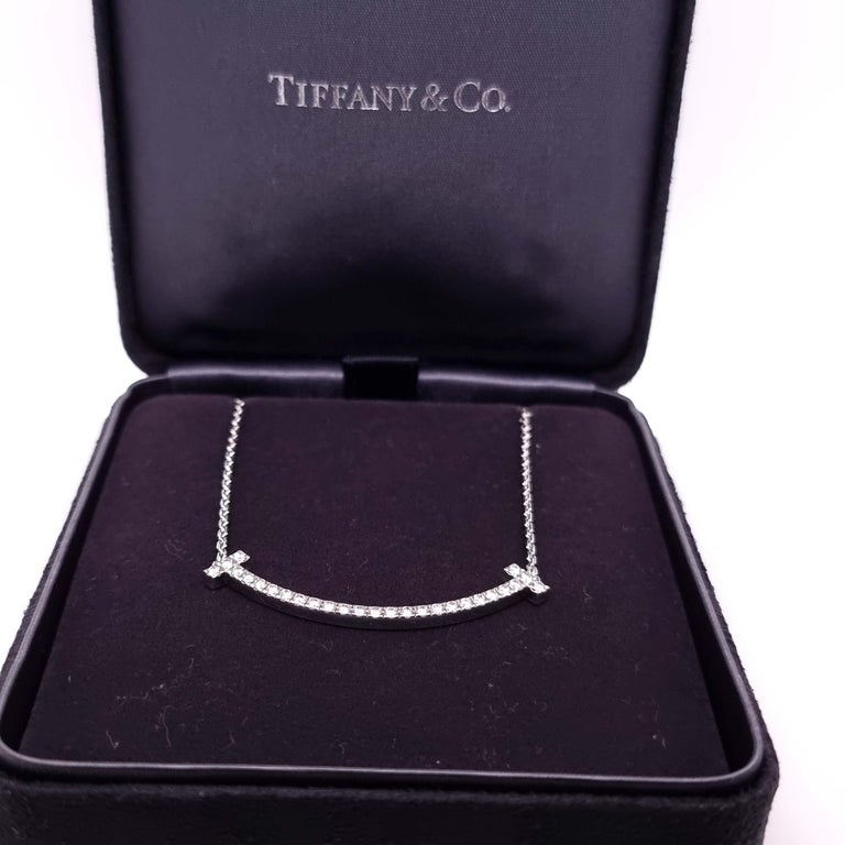 Brilliant Cut Tiffany & Co. T Medium Smile Pendant For Sale