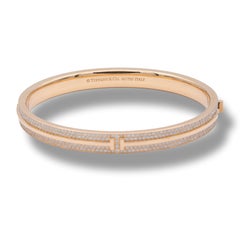 Tiffany T Pavé Diamond Hinged Bangle in 18k Rose Gold Medium Size