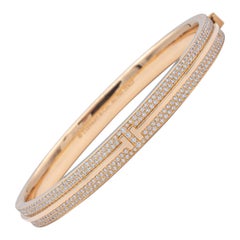 Tiffany T Pavé Diamant Scharnier Armreif in 18k Rose Gold Medium Größe