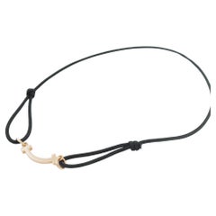 Tiffany T Smile Bracelet in Rose Gold on a Black Cord
