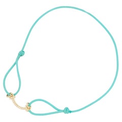 Tiffany T Smile Bracelet With Diamonds Yellow Gold Limited Edition Blue Cord