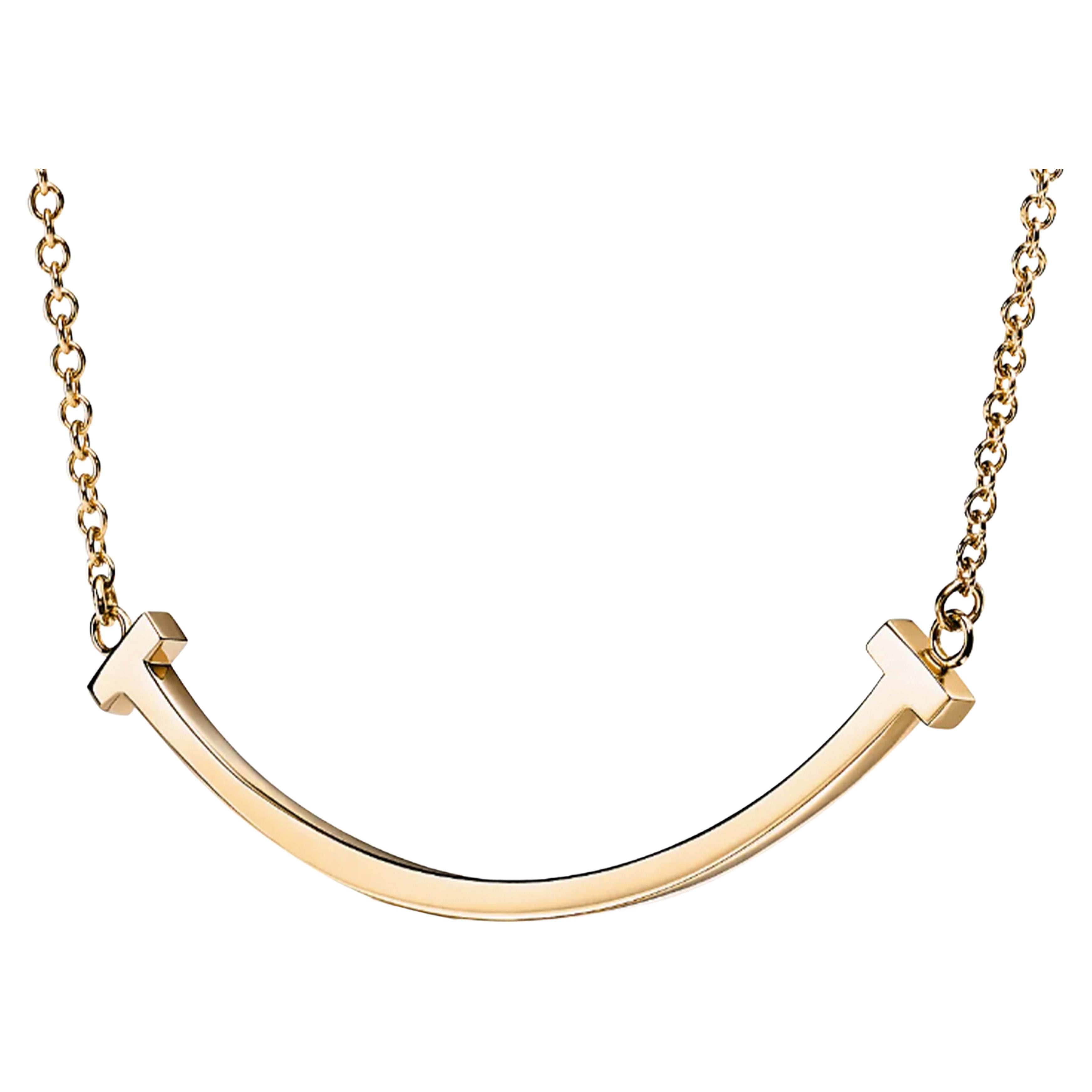 Tiffany T Smile Pendant Necklace in 18k Yellow Gold, Small
