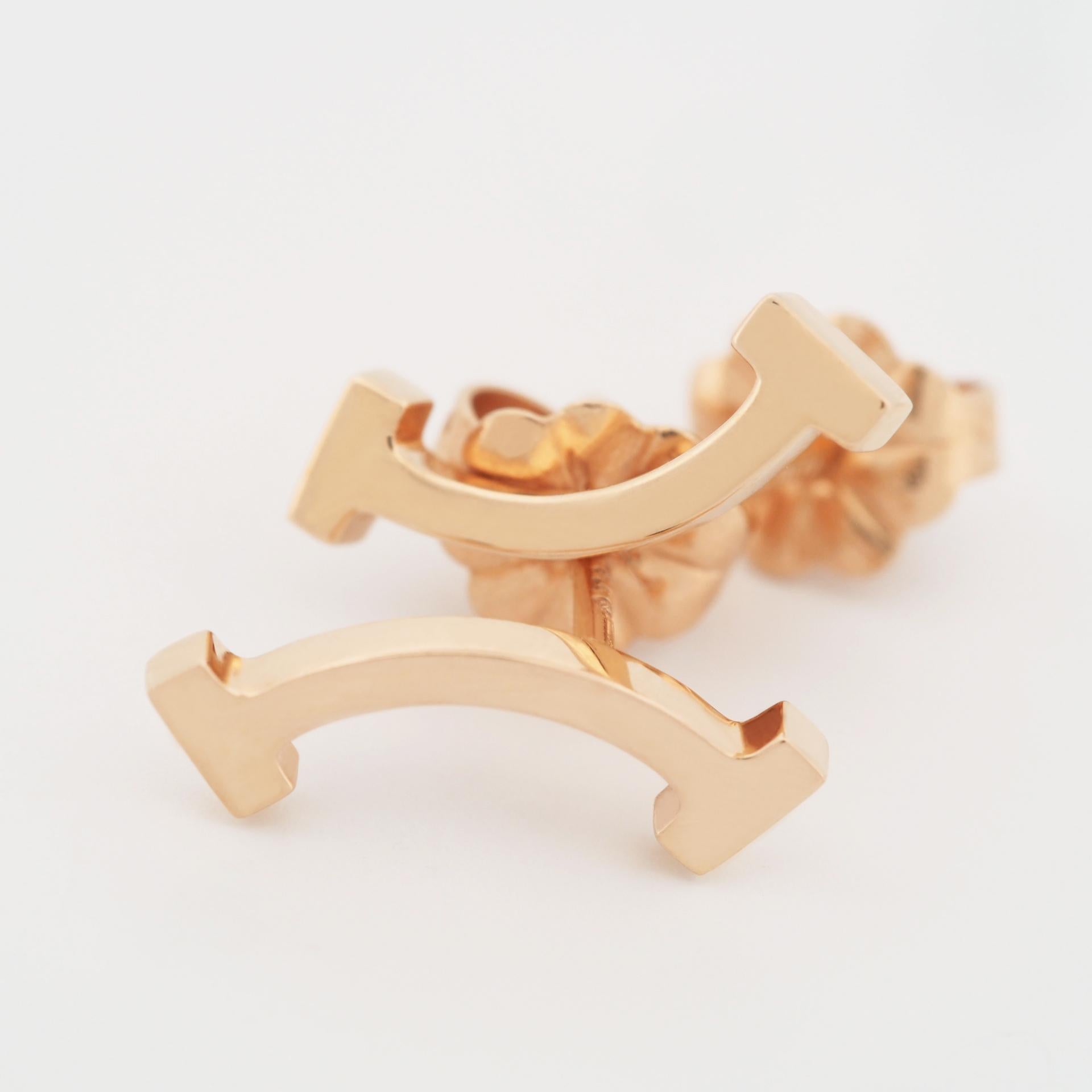 Tiffany T Smile Post Earrings Rose Gold In Good Condition In Kobe, Hyogo