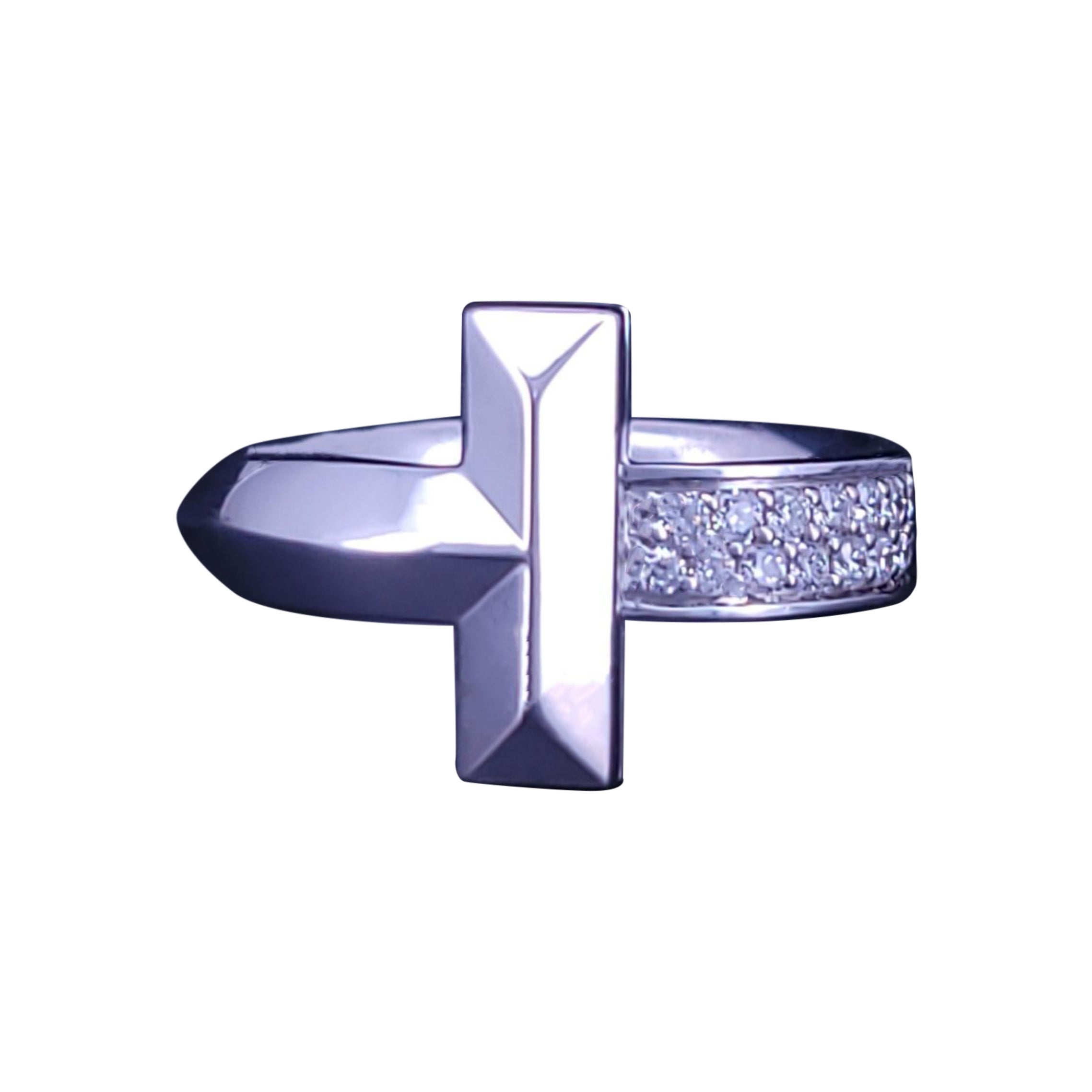 Tiffany T T1 Ring in White Gold with Diamonds, Size 5.25 For Sale