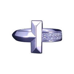 Tiffany T T1 Ring in White Gold with Diamonds, Size 5.25
