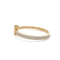 Tiffany & Co. T T1 Wide Diamond Hinged Bangle 18 Karat Yellow Gold Size Large