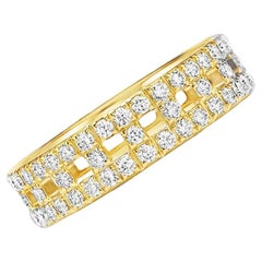 Tiffany T True Pavé Diamond 18 Karat Yellow Gold Wide Eternity Band Ring Sz 7.5