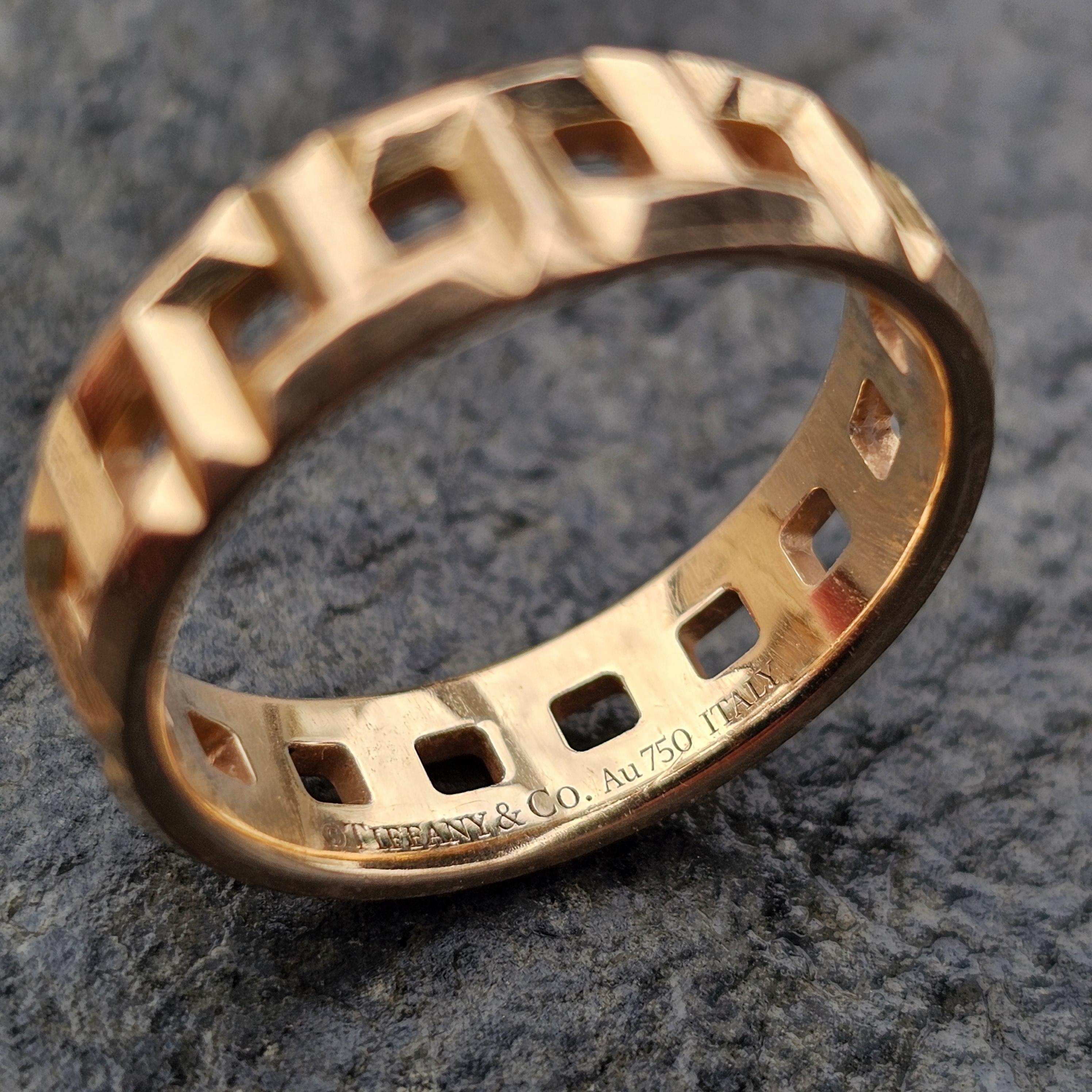 Tiffany T True Anillo ancho 5.5mm Oro rosa 18k sz 7 2700 venta al público en venta 2