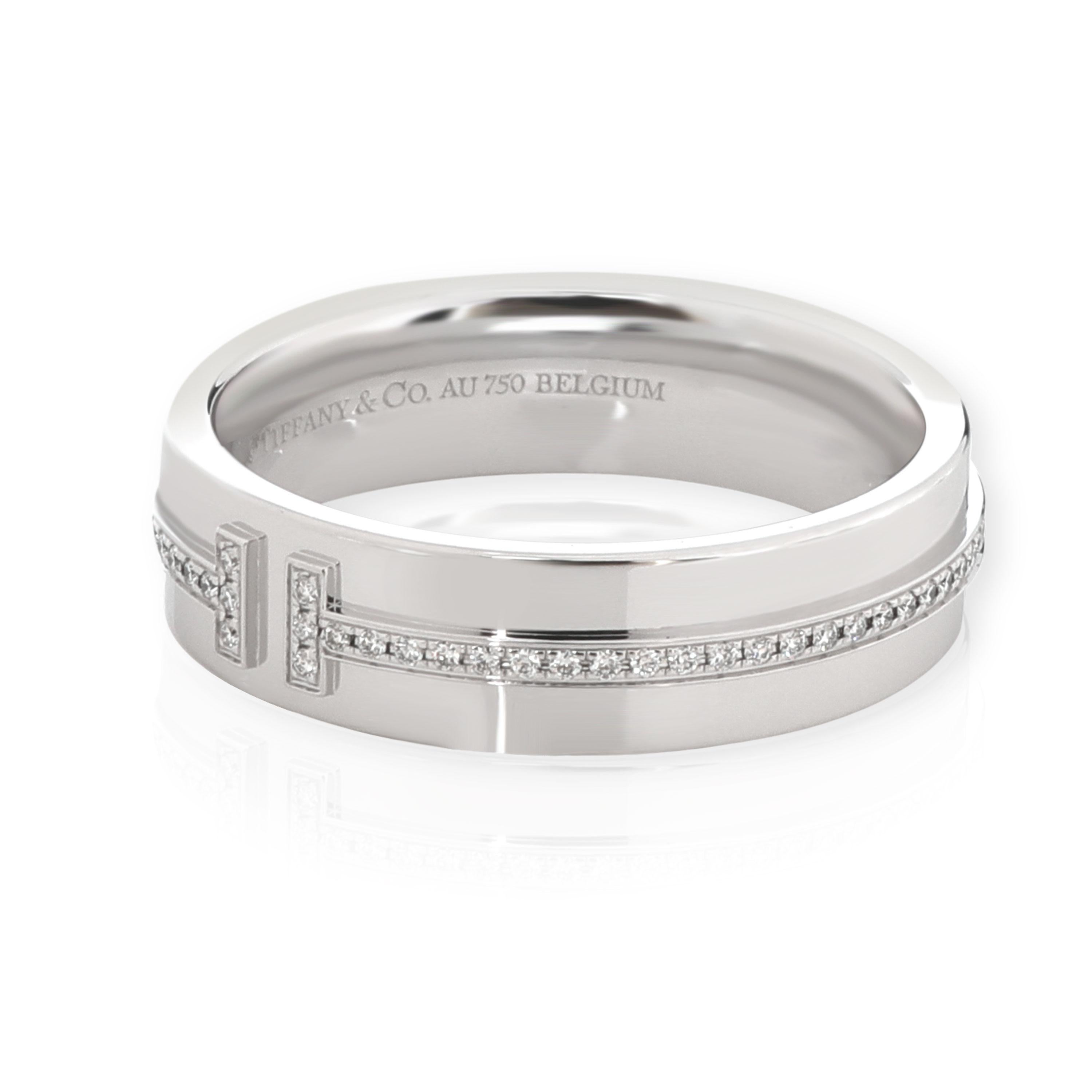 Women's Tiffany & Co. T Wide Diamond Ring in 18 Karat White Gold 0.12 Carat