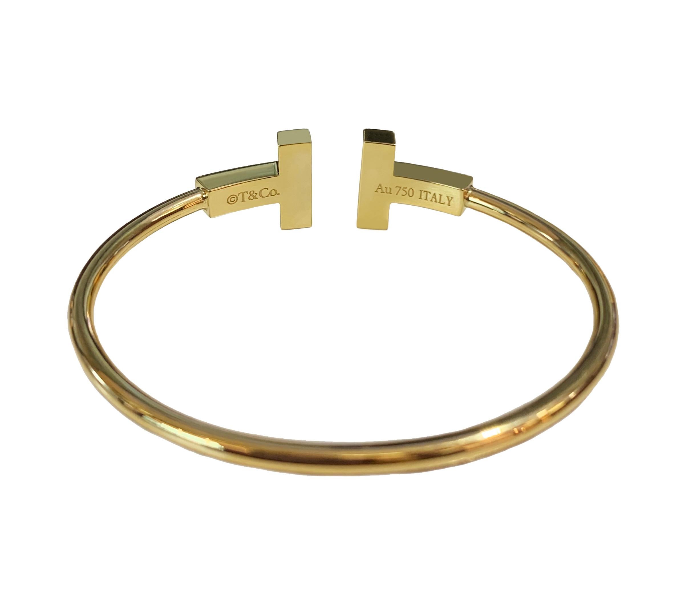 Tiffany T Bracelet large en fil de fer turquoise en or 18 carats Pour femmes en vente
