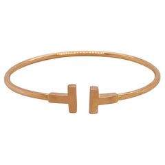 Tiffany T Wire Flexible Cuff Bangle Bracelet in 18K 750 Rose Gold