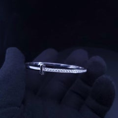 Tiffany T1 Narrow Diamond Hinged Bangle in White Gold