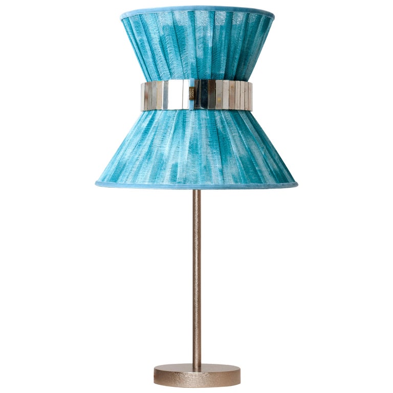 Table Lamp 30 Azure Chalky, Azure Art Glass Table Lamps Uk