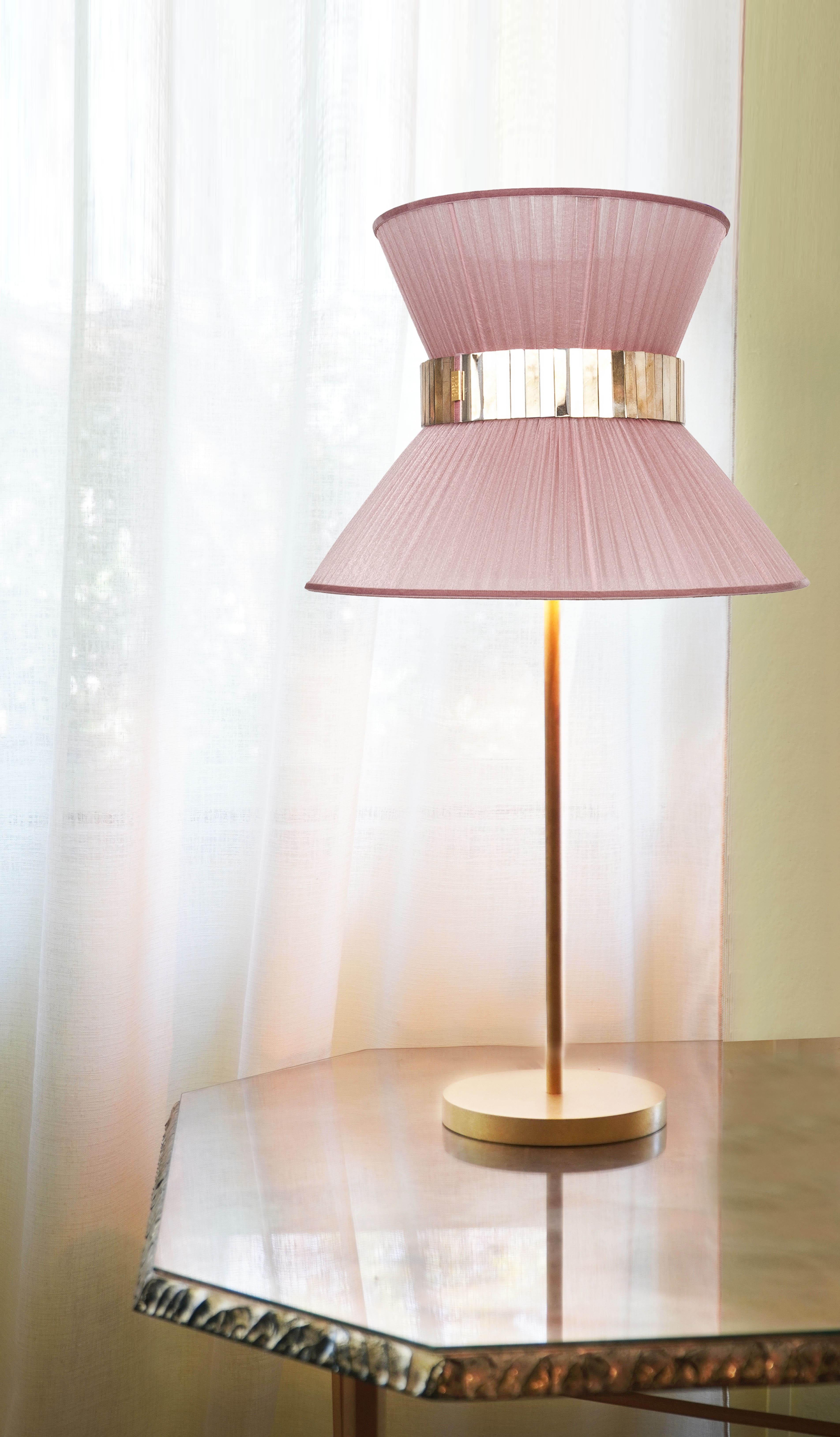 Moderne Lampe de bureau Tiffany 30 en soie d'oignon, laiton vieilli, verre argenté en vente