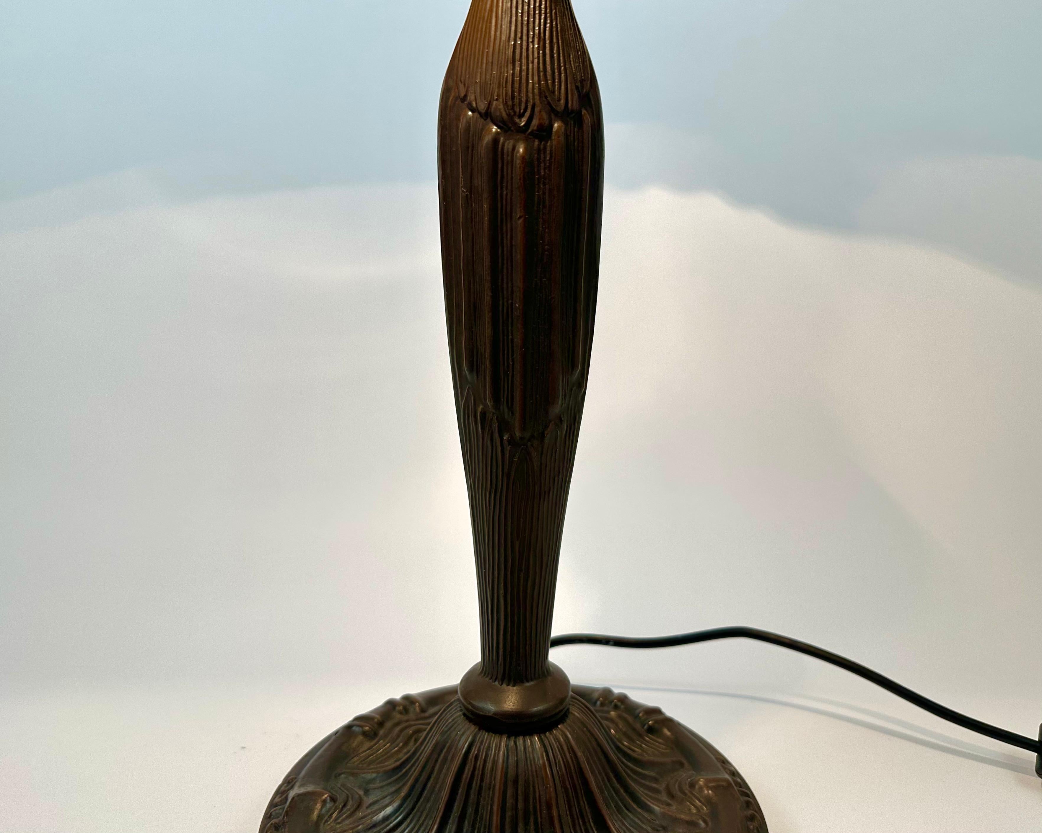 Tiffany Table Lamp Bedroom Living Room Bronze Base, France 1960s For Sale 2