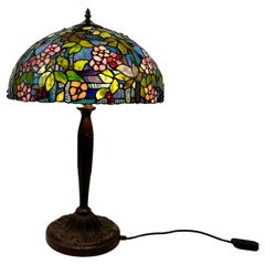 Used Tiffany Table Lamp Bedroom Living Room Bronze Base, France 1960s
