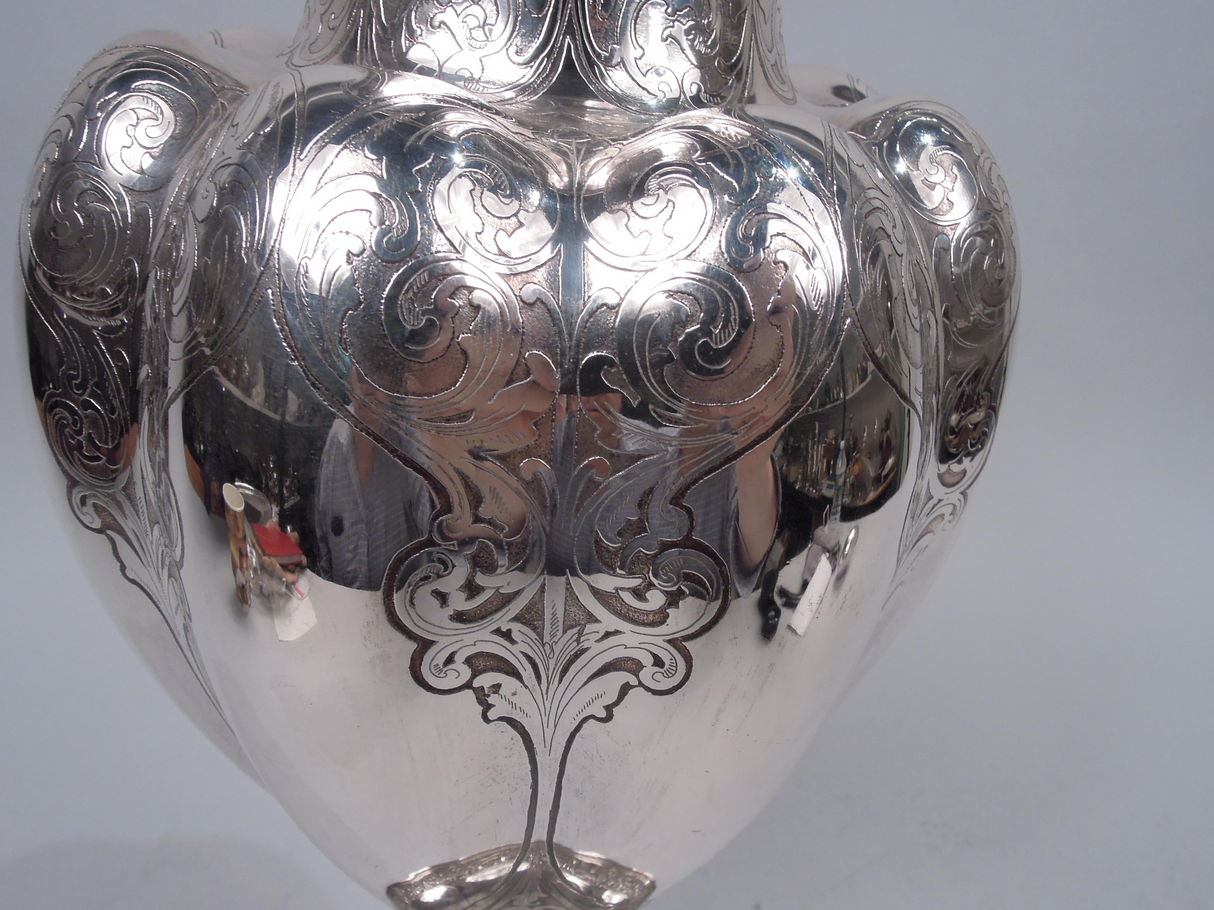 Tiffany Tall Victorian Classical Sterling Silver Vase In Good Condition For Sale In New York, NY