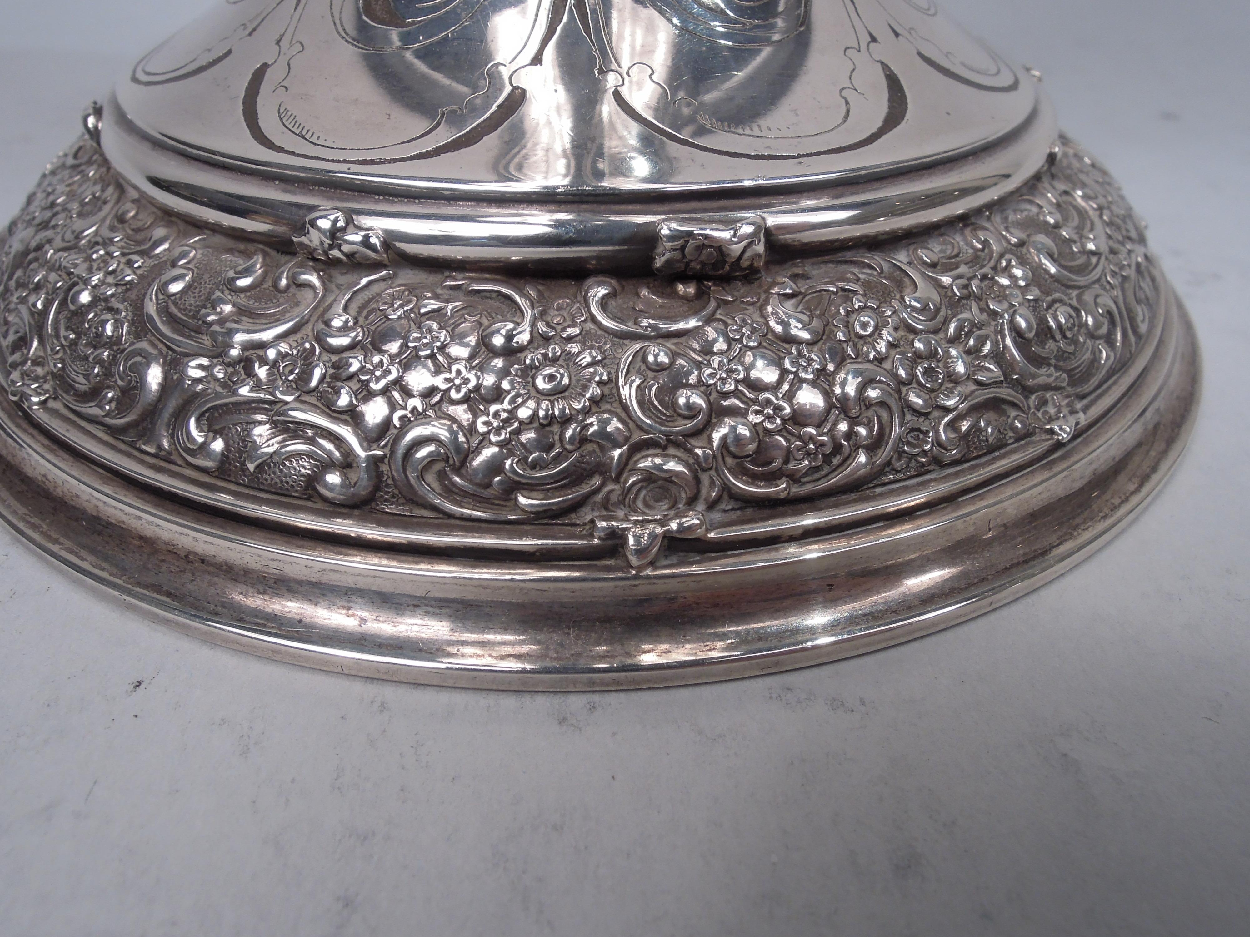 Tiffany Tall Victorian Classical Sterling Silver Vase For Sale 2