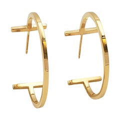 Tiffany 'Tiffany T' Yellow Gold Wire Hoop Earrings, Medium Model