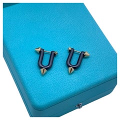Tiffany Titan 18K Yellow Gold Black Titanium Diamond Earrings