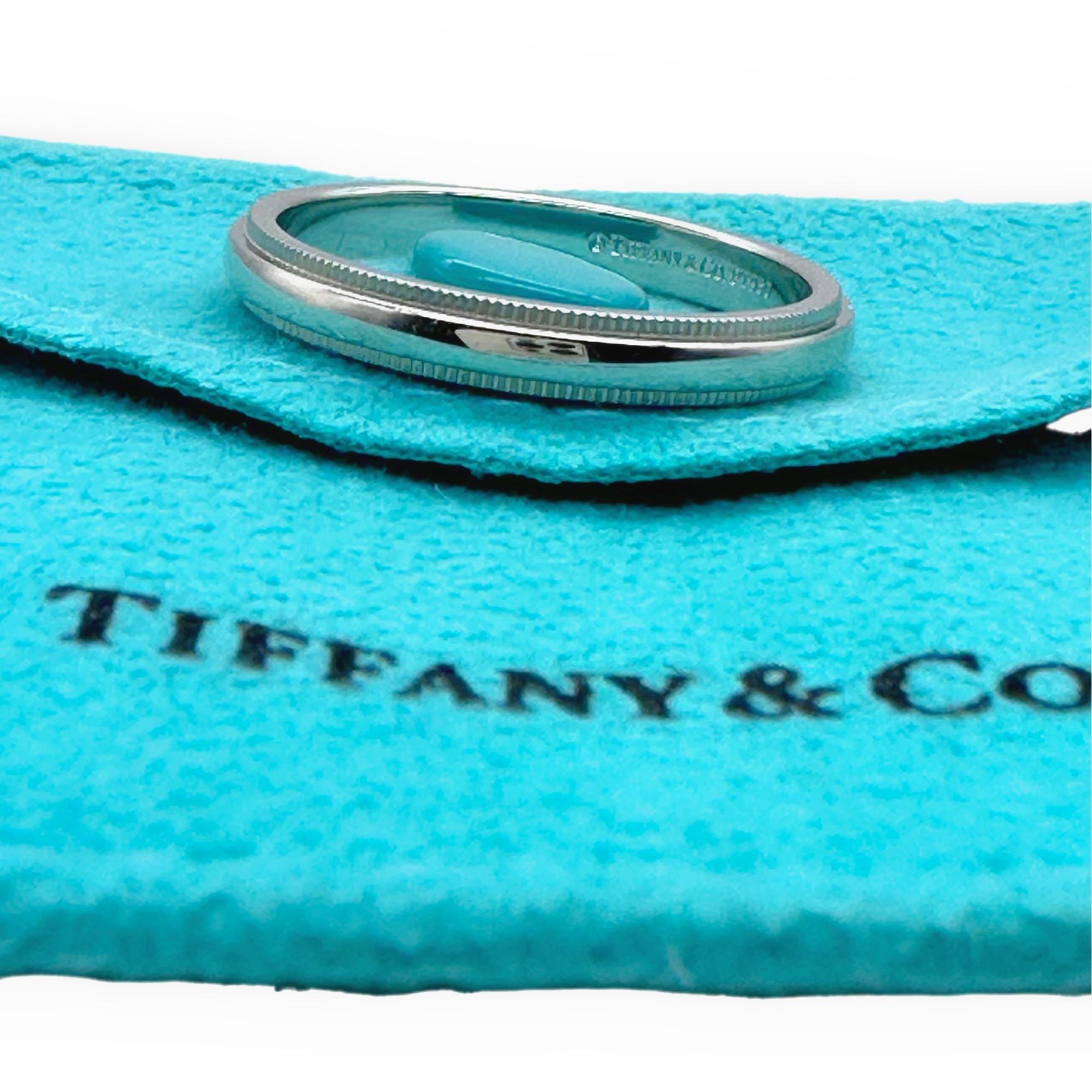 Tiffany Together Milgrain-Ring aus Platin, 3 mm im Zustand „Hervorragend“ im Angebot in San Diego, CA
