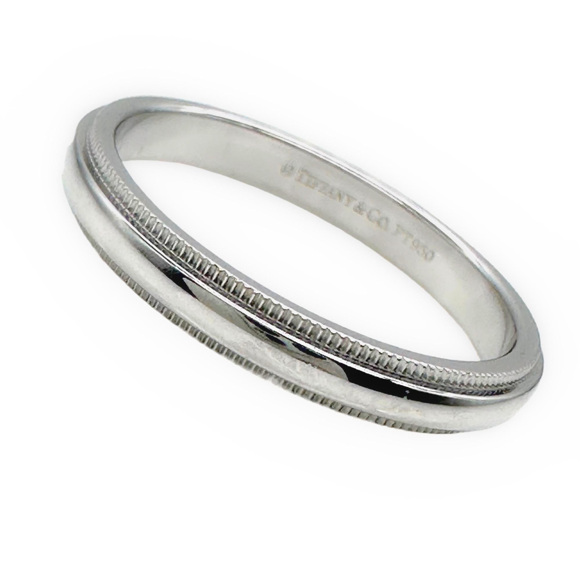 Tiffany Together Milgrain-Ring aus Platin, 3 mm für Damen oder Herren im Angebot