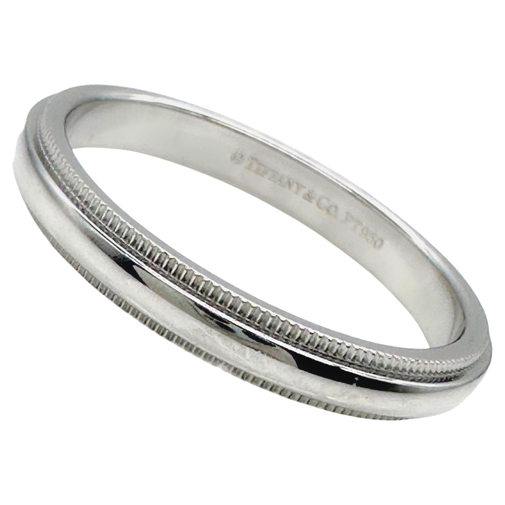 Tiffany Together Milgrain Band Ring in Platinum For Sale