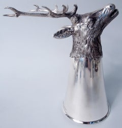 Tiffany Traditional Buck Stag Stirrup Cup with Big Boy Alpha Antlers