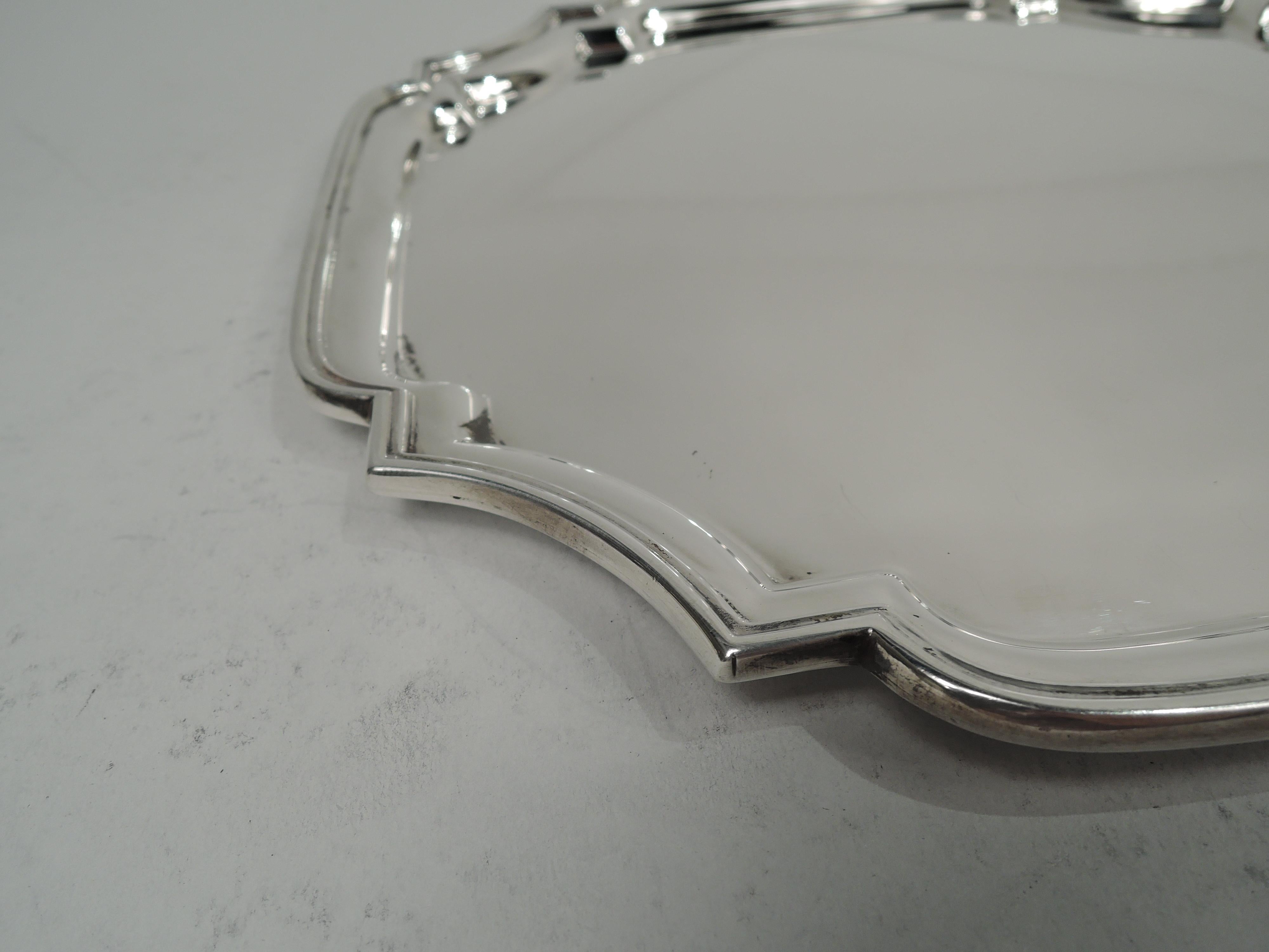 Tiffany Traditional English Georgian Sterling Silver Cartouche Tray In Good Condition For Sale In New York, NY