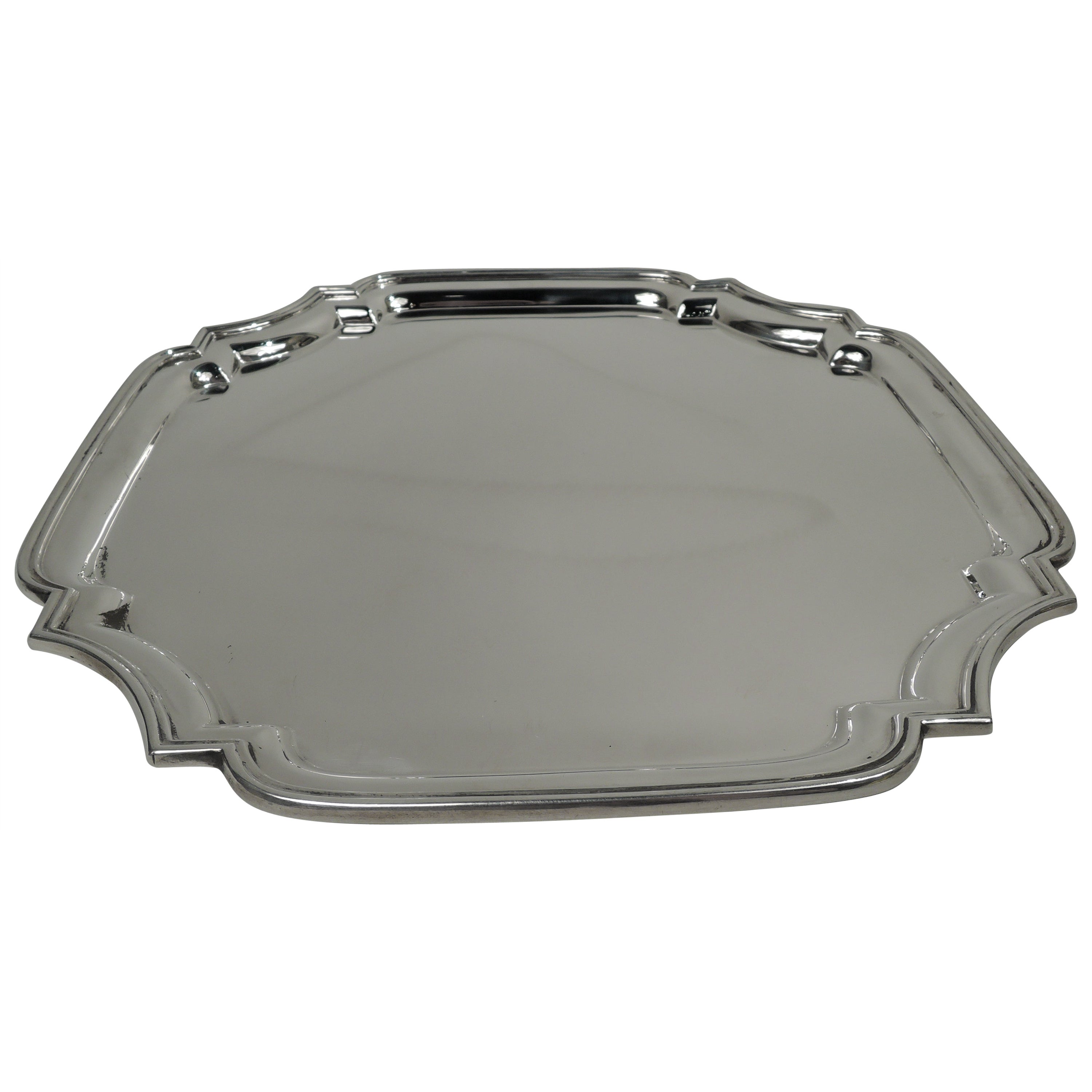 Vassoio con cartiglio in argento Tiffany Traditional English Georgian Sterling Silver