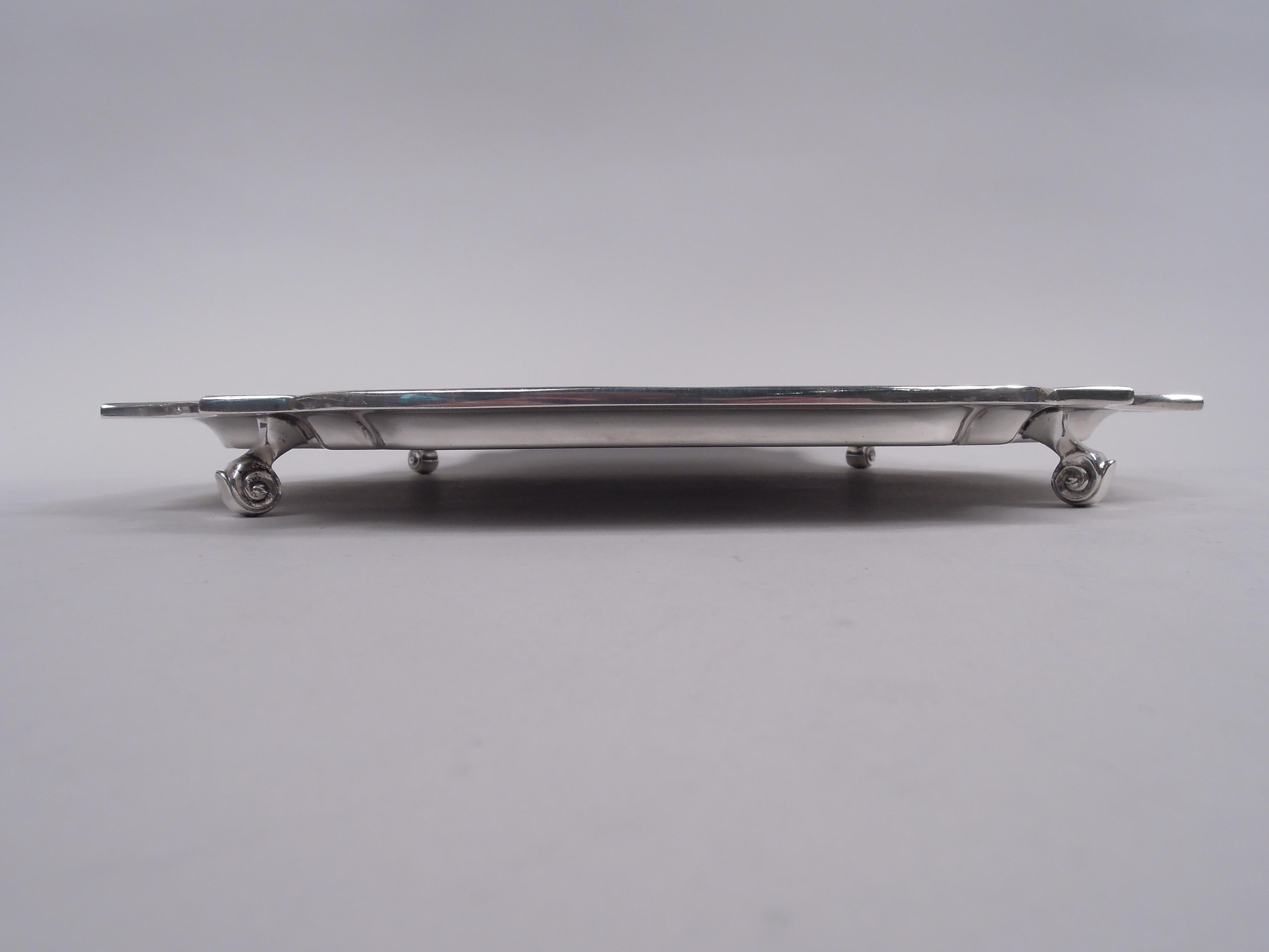 20th Century Tiffany Traditional Georgian Square Cartouche Salver Tray For Sale