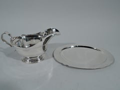 Tiffany Traditional Georgian Sterling Silver Gravy Boat on Plate