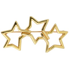 Tiffany Triple Stars Gold Brooch