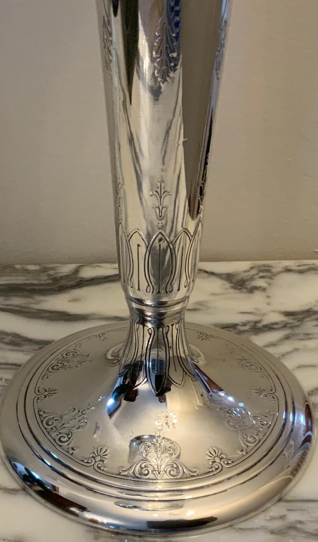 Neoclassical Revival Tiffany Trumpet Sterling Flower Vase