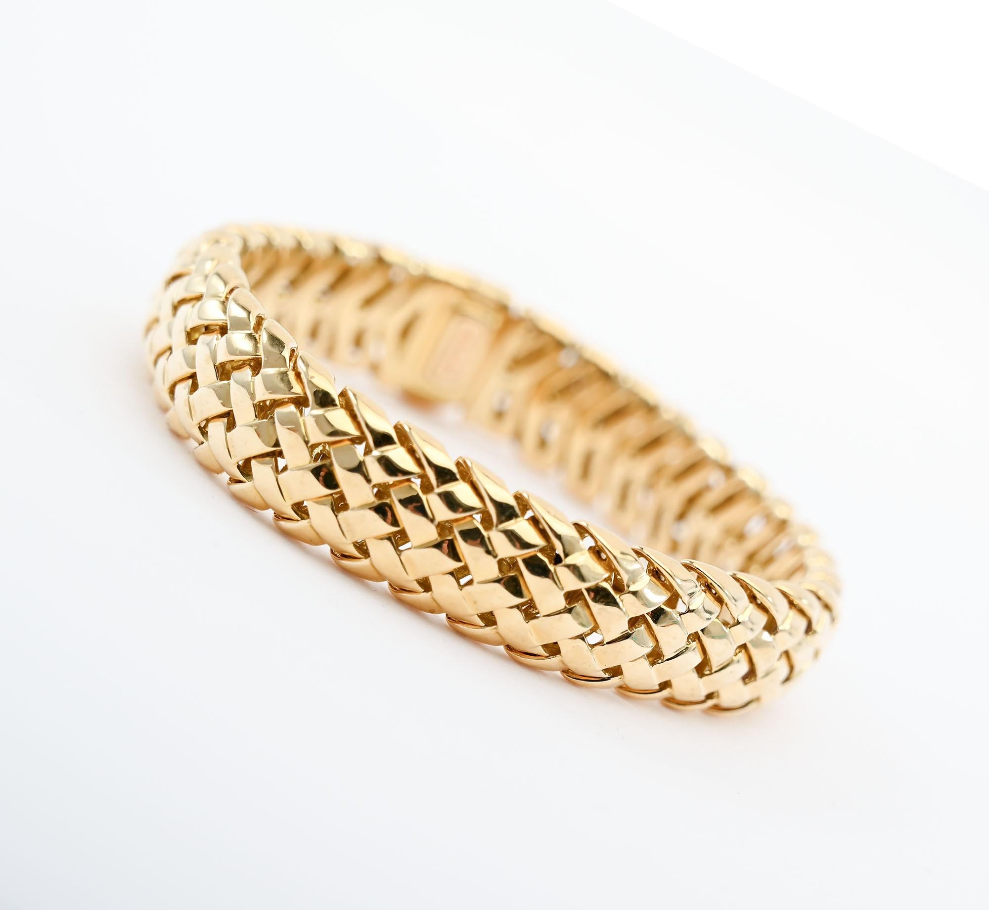 Tiffany Vannerie Pulsera Tejida Oro Contemporáneo en venta