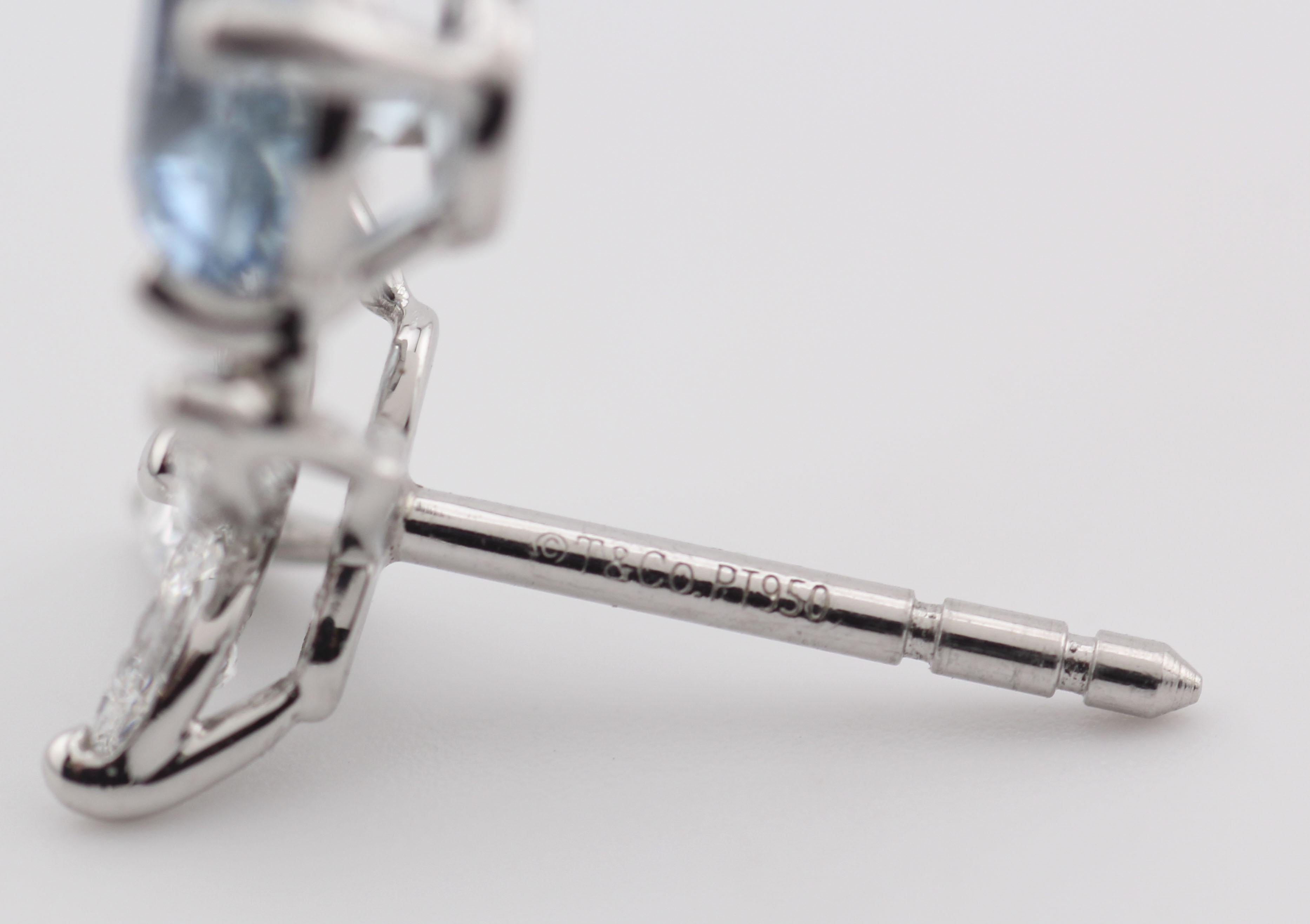 Orecchini Tiffany Victoria in platino con diamante e acquamarina in vendita 5